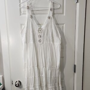 Magic Ivory Cotton Maxi Dress with Crochet Details 2XL